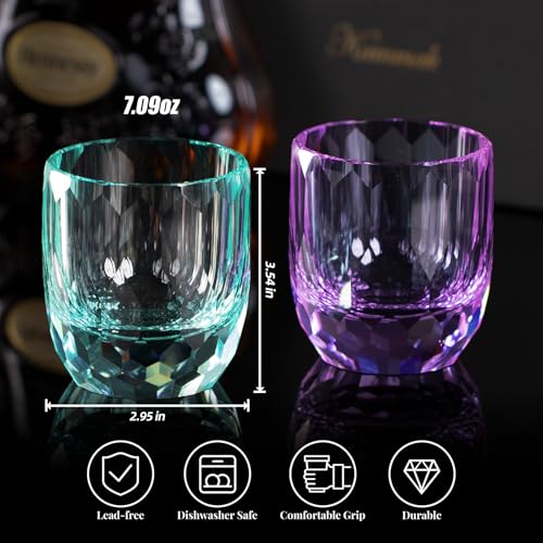 Crystal Whiskey Glasses Set of 2 Hand Blown Old Fashioned Glasses (2 Count)