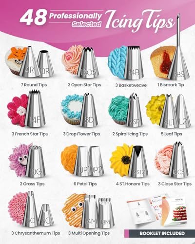 74PCs Icing Piping Bags and Tips Set for Beginners to Decorate Cake