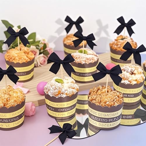 Black Bow Cupcake Toppers