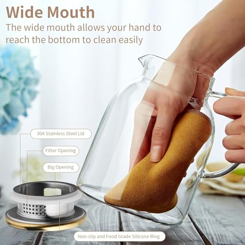 54OZ Glass Pitcher with Lid and Spout