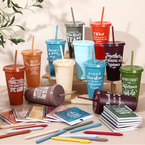 36 Pcs Employee Appreciation Gifts Bulk 24 oz Thank You Tumbler with Lid and Straw Mini Spiral Notebooks and Pens Appreciation Gifts for Team Employee Coworkers Teacher (36 Count)