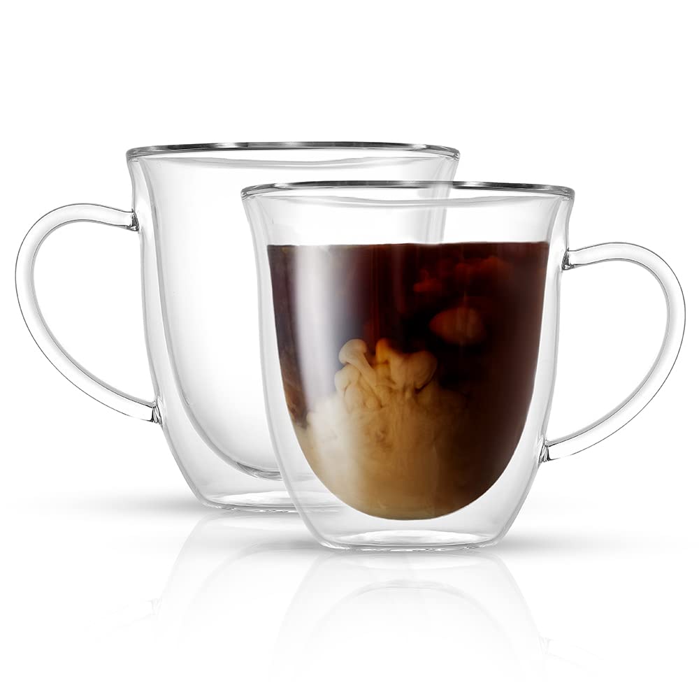 Set of 2 double wall glass coffee mugs