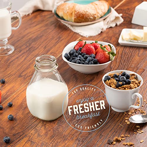 16 oz Glass Milk Bottle with Lid and Pour Spout