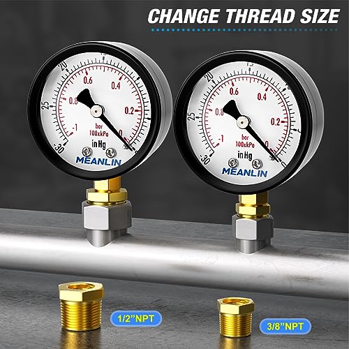 30inHG~0Psi Dry Vacuum Pressure Gauge