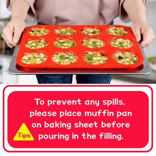 12 Cups Silicone Muffin Pans for Baking Cupcake Pan Nonstick Silicone Molds