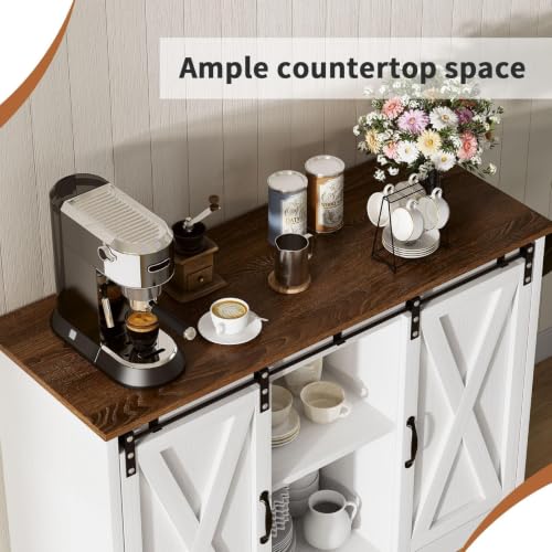 Coffee Bar Cabinet with Sliding Barn Doors