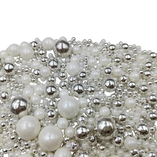 Edible White Silver Sugar Pearls Candy Sprinkles 120G (4.23 Ounce)