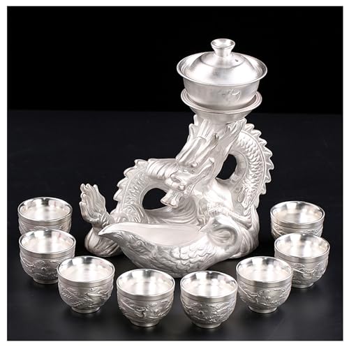 10 13 Pcs Silver Tea Set with Metal Holder and Spoon Adult Silver Tea Party Set Automatic Water Outlet with Gift Box Teapot Cup Set for Women 7