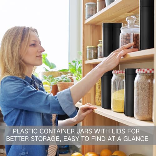 4 Pcs Plastic Jars Wide Mouth with Lids (4 Count)