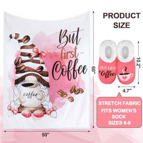 2 Pack Coffee Gnome Blanket and Slipper Socks (2 Count)