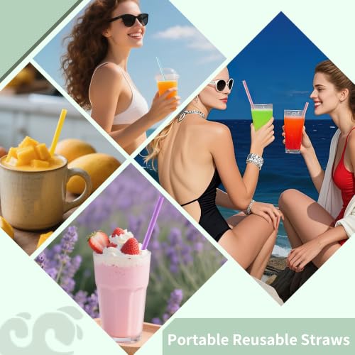 Silicone Reusable Straws with Case (7 Count)