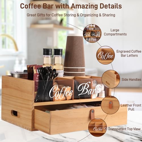 2 Tier Coffee Bar Organizer with Clear Acrylic Top
