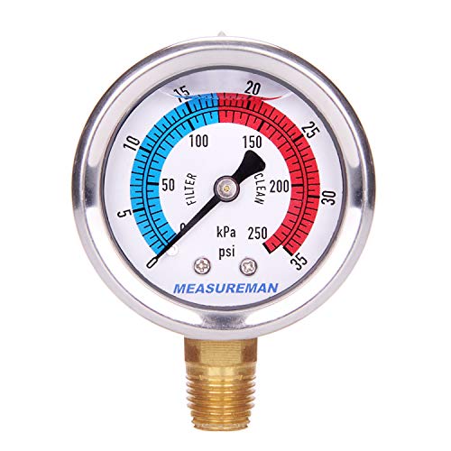 2" Dial Size Glycerin Filled Pool Filter Pressure Gauge