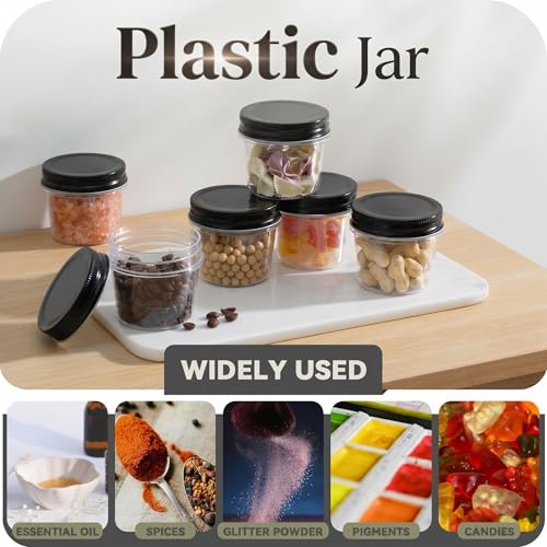 4 oz Plastic Small Mason Jars and Small Plastic Jars with Lids (20 Count)