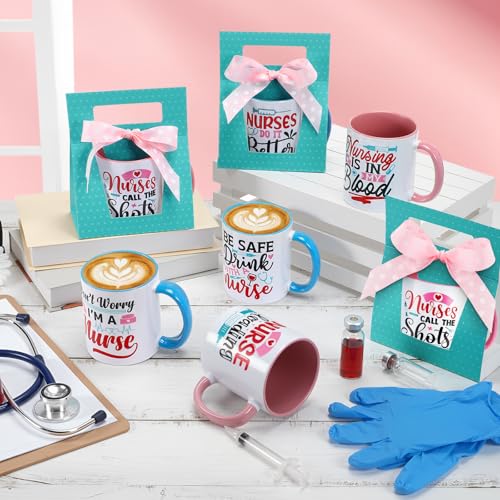 6 Sets Nurse Appreciation Gifts 12 oz Thank You Mug with Mug Boxes Ribbon 2026 Nurses Week Gifts Ceramic Coffee Cup with Handle for Women RN Assistant Doctor (6 Count)