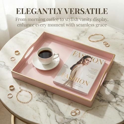 Pink Serving Tray with 4 Handles
