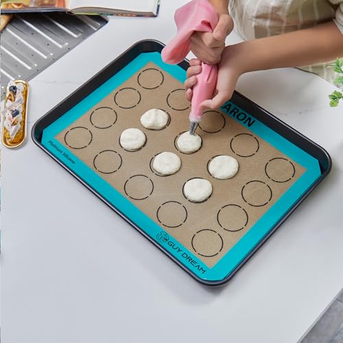 GUYDREMAT 2PCs Half Sheet Silicone Baking Mat Set for Cookie and Macaron (2 Count)