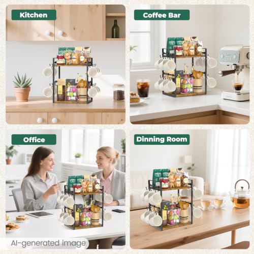 Coffee Station Bar Organizer Mug Holder Stand Countertop
