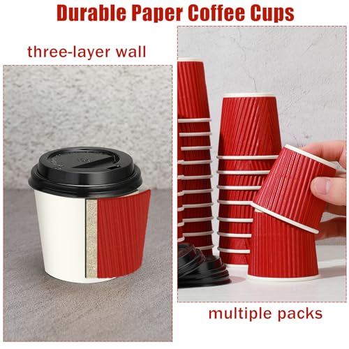 100 Set 4oz Disposable Espresso Coffee Cups with Lids (100 Count)