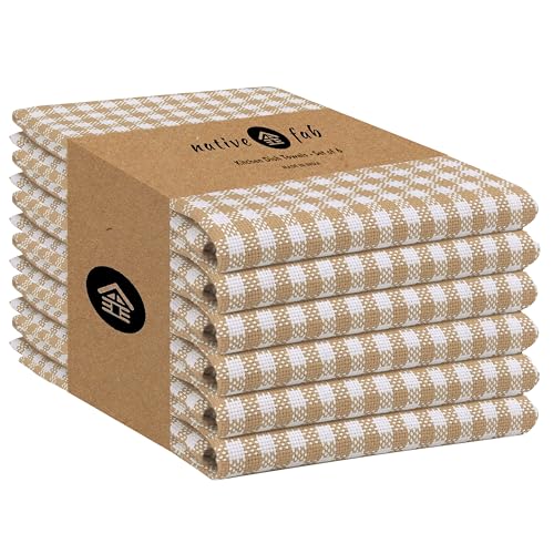 6 Pack Gingham Mini Check Kitchen Hand Towels Set (6 Count)