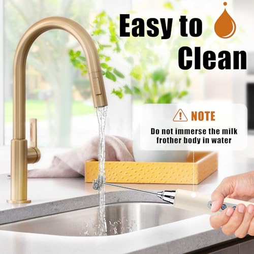 Beige Milk Frother Wand for Coffee