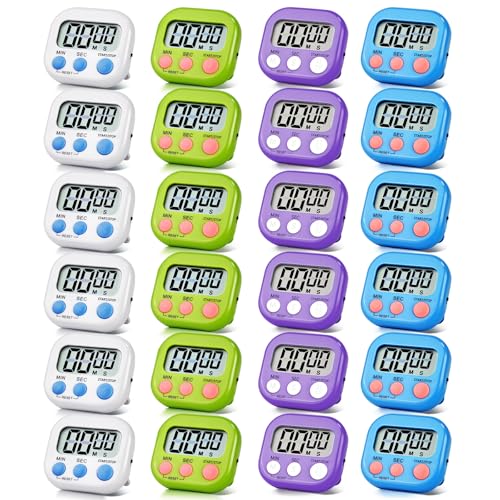 24 Pack Timers Magnetic Kitchen Timer Cooking Timers for Kitchen Digital Timer with Big Display Loud Ring Electronic Timer for Cooking (24 Count)