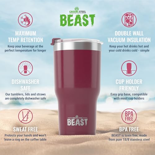 Beast 30 oz Tumbler Stainless Steel Vacuum Insulated Coffee Ice Cup Double Wall Travel Flask