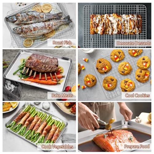 17.5 + 16 + 10.4 Inch Cookie Baking Sheet Pan with Wire Rack