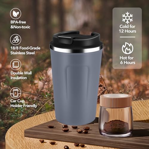 12 oz Double Wall Insulated Vacuum Travel Coffee Mug with Flip Lid Bulk 8 Pack (8 Count)