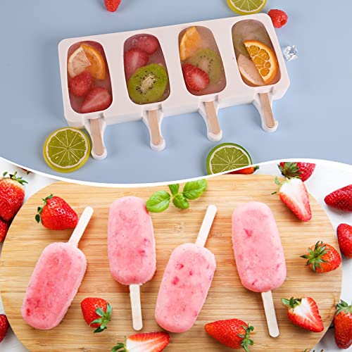 Popsicle Silicone Mold with 50 Pcs Wooden Sticks