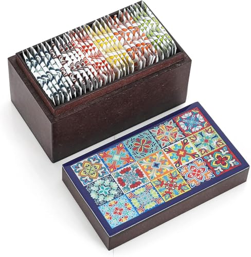 Tile Motif Wooden Caddy Tea Sampler Pack (30 Count)