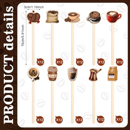 120 PCS Coffee Stirrers Stir Sticks Natural Wooden Stir Sticks Disposable Drink Stirrers for Stirring Hot Chocolate Milkshake Restaurant Home Office