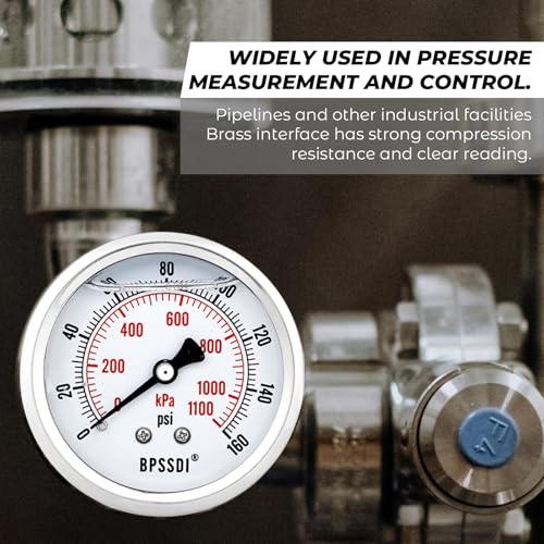 0 200 Psi Glycerin Liquid Filled Low Pressure Gauge