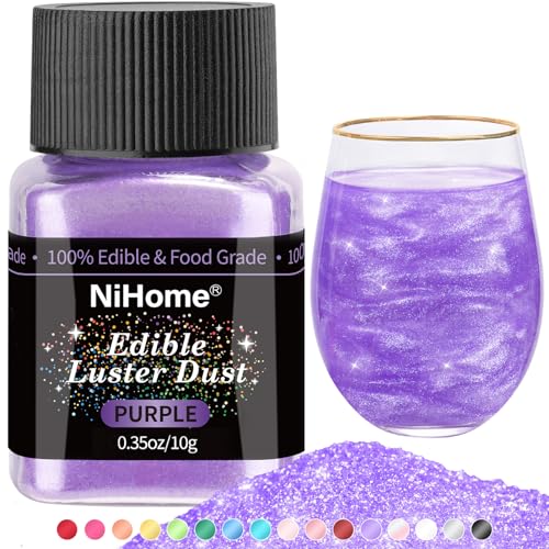 Edible Food Grade Glitter Powder Glimmer Luster Dust Metallic Fancy Food Decorating Sprinkle Glimmery Dust for Drink Wine Beverage Cake Bakery Vegan Allergen