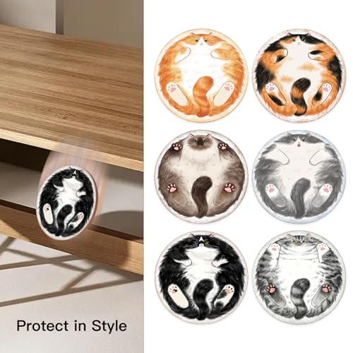 Cork Coasters for Drinks Absorbent Non Slip 12pcs 4 Inch Sleepy Cat (12 Count)