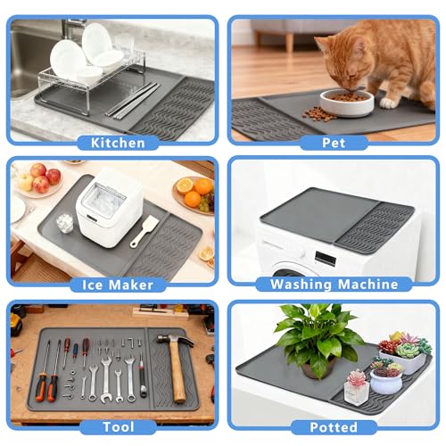2-in-1 Coffee Bar Mat & Tamping Mat - 24”x16”Non-Slip Silicone Mats for Coffee Machines, Countertop, Bars, Kitchen Counter, Dish Drying Mats