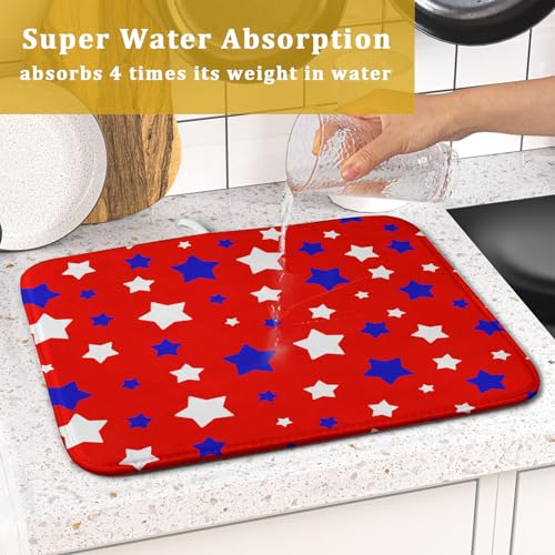 Fourth of July Independence Memorial Dish Drying Mat for Kitchen Counter