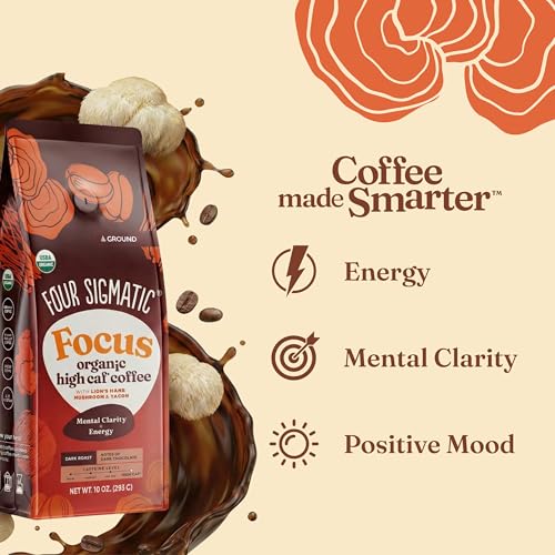Organic High Caffeine Lion's Mane Ground Coffee (10 Ounce)