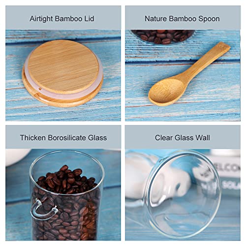 Glass Jar with Bamboo Lid and Spoon (3 Count)