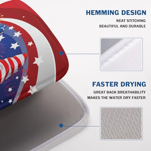 4th of July Dish Drying Mat 18x24 Inch Spring Summer Patrioti Gnome Memorial Kitchen Mats Independece Day Absorbent Dishes Pad for Kitchen Counter Usa Stars Drying Mat Home Decor Countertops