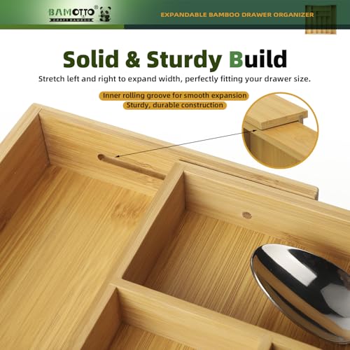 Expandable Bamboo Drawer Organizer for Kitchen