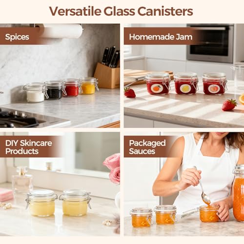 Small Mason Glass Jars with Airtight Lids 4 oz 6 Pack Pantry (6 Count)