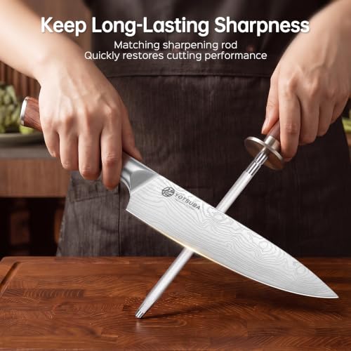 14 PCS Japanese Knife Set with Block and Sharpening Rod (14 Count)