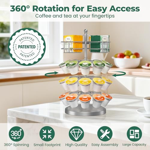 K Cup Holder Coffee Pod Organizer Carousel for Countertop