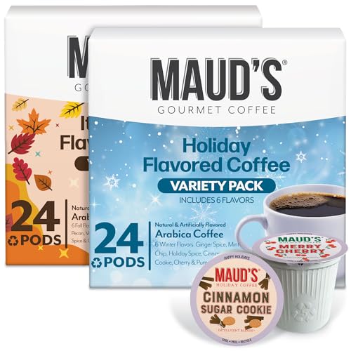 Maud’s Holiday & Fall Flavored Coffee Pods Variety Pack Bundle (48 Count)