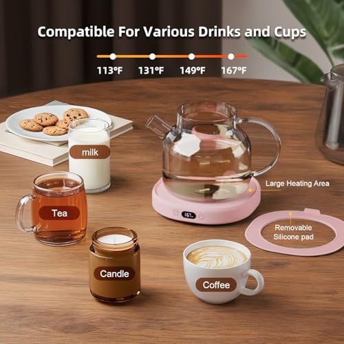 Coffee Mug Warmer Set Smart Electric Heated Cup Beverage Tea Candle Plate