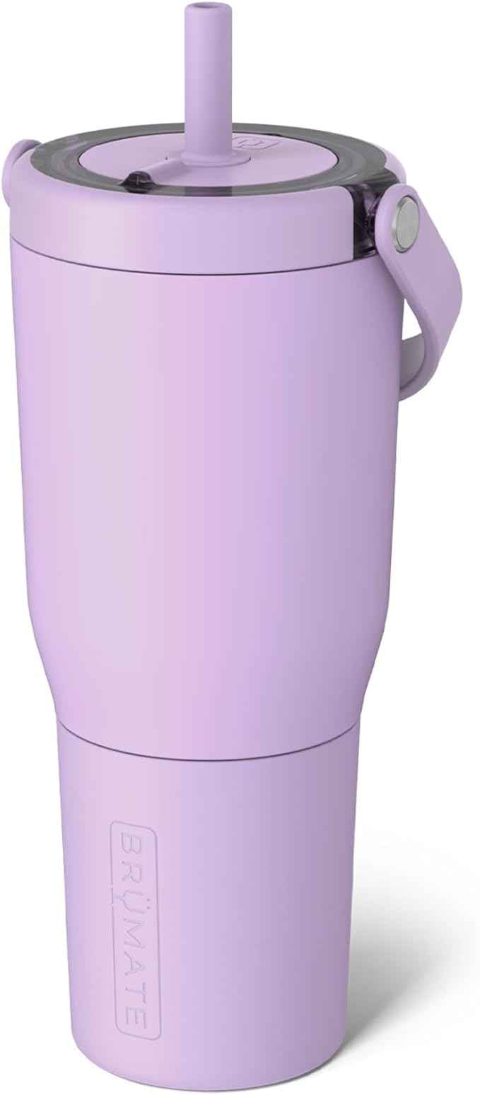 BrüMate Resa 35oz 100% Leakproof Travel Tumbler with Handle & Straw | Flexible SoftSip Straw | Silicone Sleeve for Durability | Stainless Steel | Cup Holder & Travel Friendly Water Bottle | (Lavender)