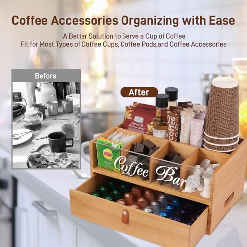 2 Tier Coffee Bar Organizer with Clear Acrylic Top