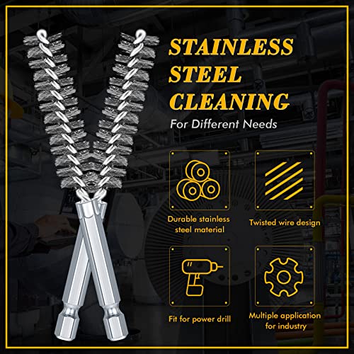 24 Pieces Bore Brush for Drill Wire Bore Brush Set Wire Cleaning Set Stainless Steel Cleaning for Power Drill Impact Driver