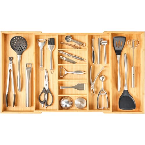Extra Large Expandable Kitchen Drawer Organizer for Utensil and Junk